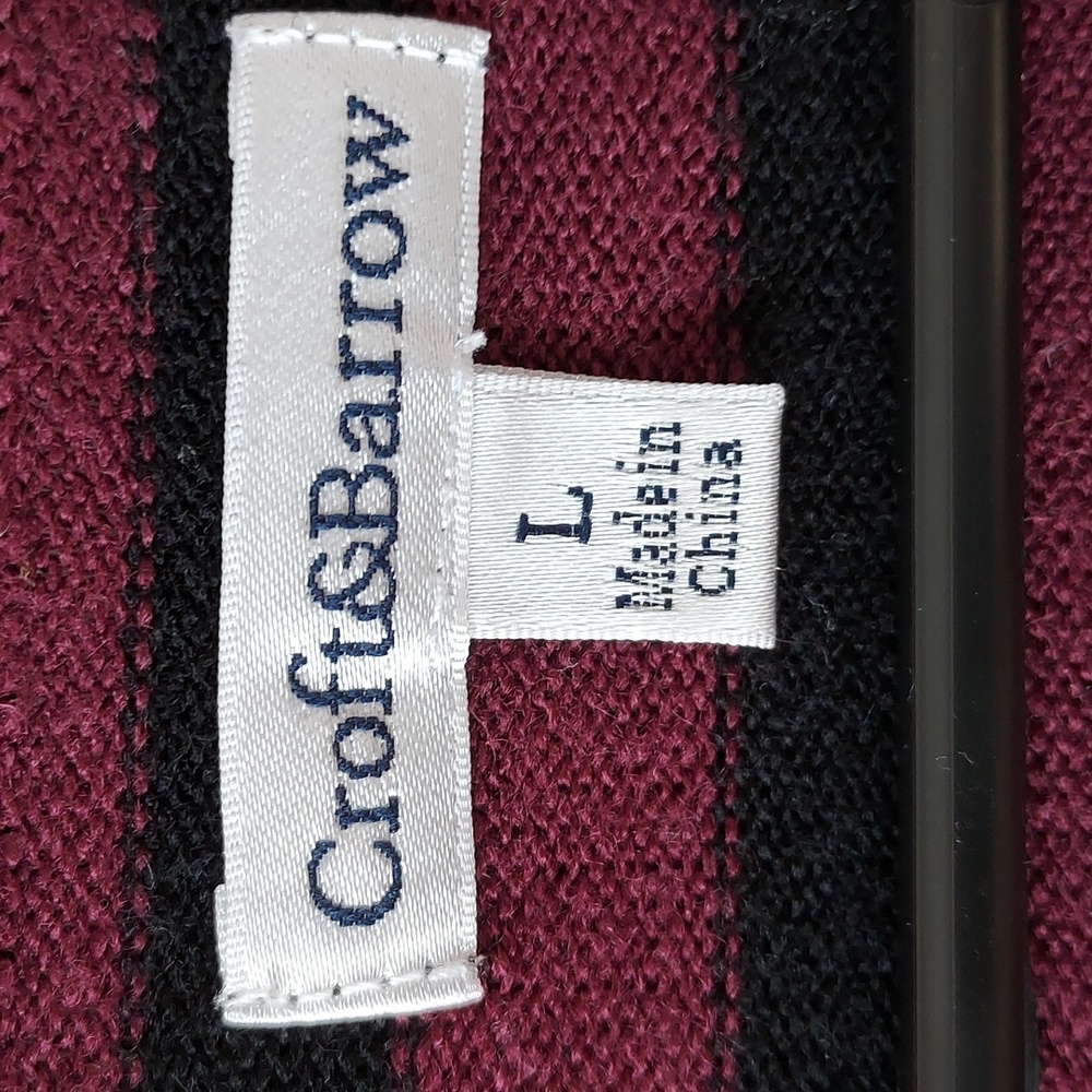 Croft & Barrow large long sleeve top/sweater maroon w/pinks black - Picture 5 of 14